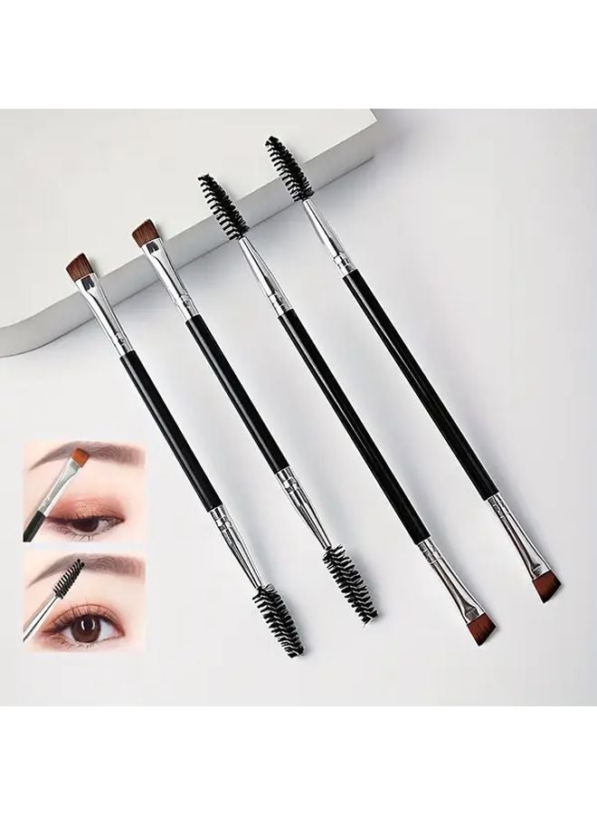 5.91 Inch Double Headed Eyeliner Eyebrow Brush Angled Mascara Spiral Eye Makeup Tool - Image 2